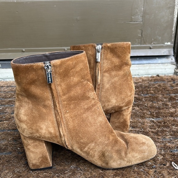 Calvin Klein Square Toe Suede Ankle Booties Bohemian Festival Summer Vibes Sz 8 - Picture 5 of 11